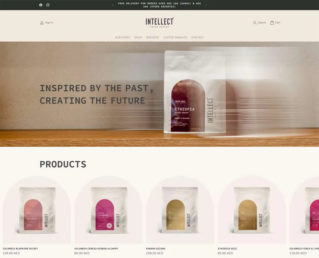 Intellect Coffee product catalog